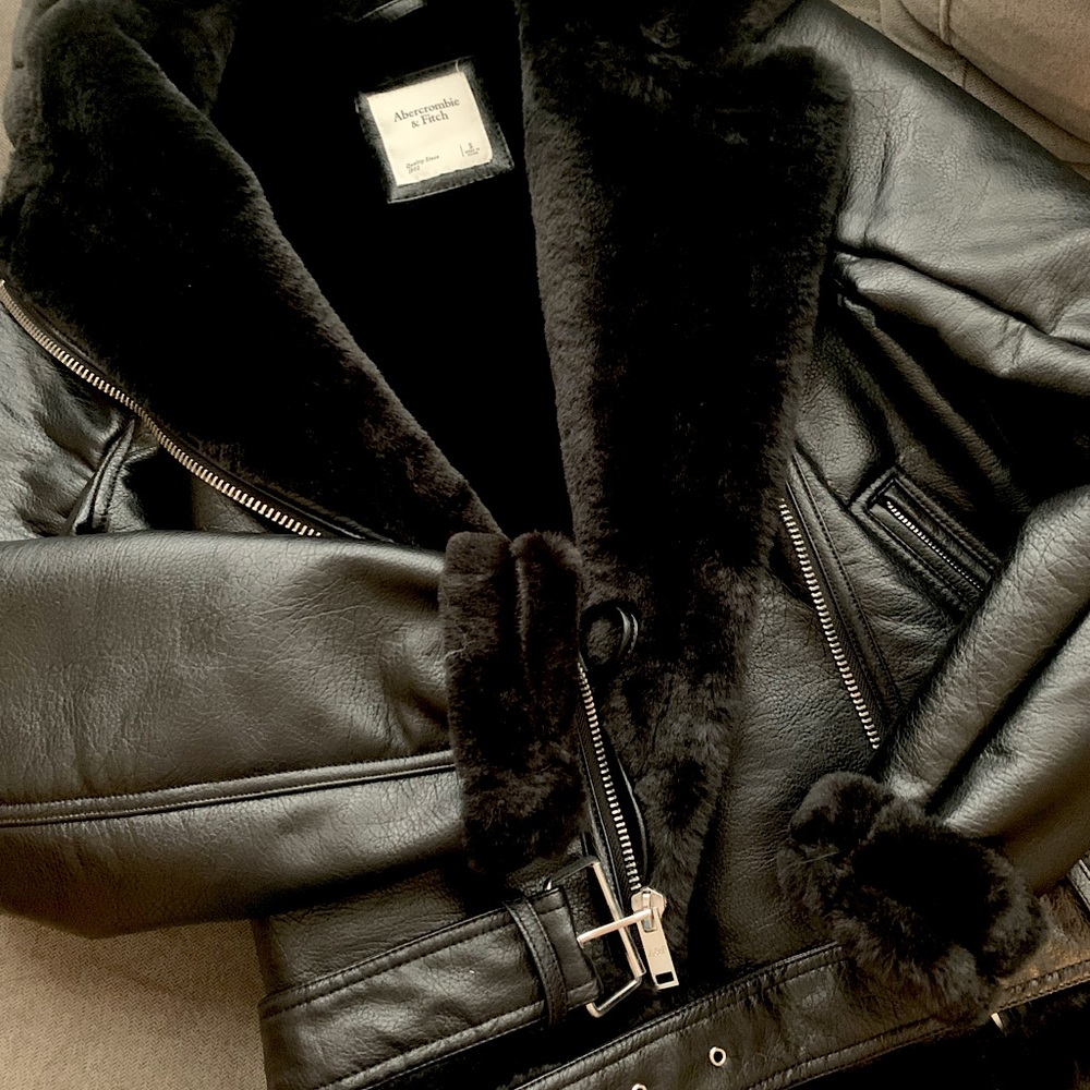 A&F vegan leather moto jacket